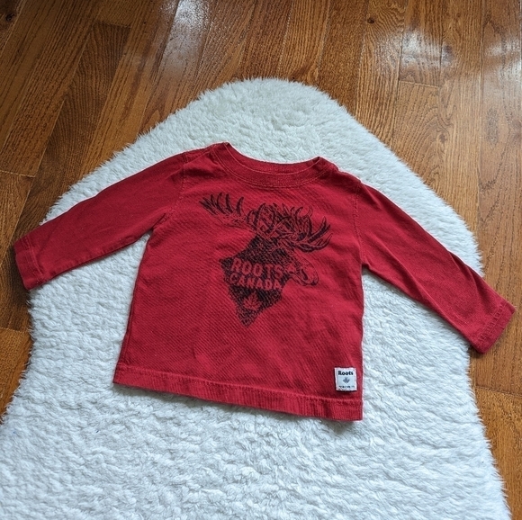 Roots Canada Long sleeves t-shirt crew neck red 6-12 mos - Picture 3 of 6